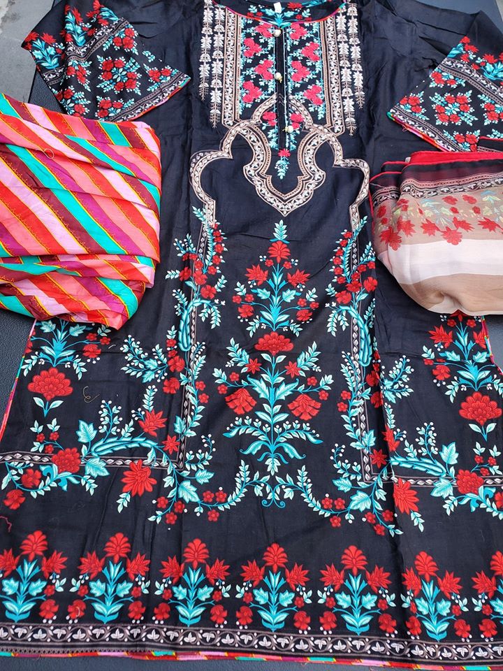 Pakistani Stitched Embroidery Lawn Suit Ready To Ship