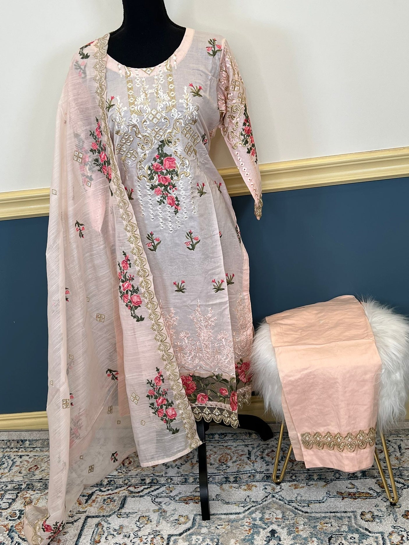 Pakistani Stitched Luxury Embroidered lawn Salwar kameez ready to ship