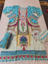 Pakistani Stitched lawn Embroidered Salwar kameez ready to ship