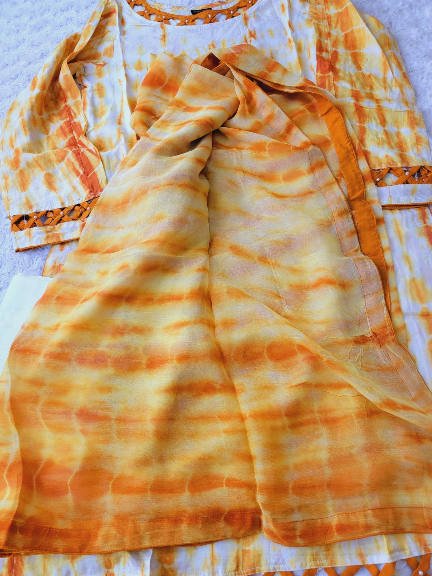 Pure silk tye dye designer salwer kamiz with pure chiffon dupatta