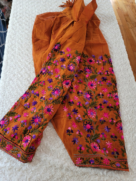 Free size silk phulkari salwer
