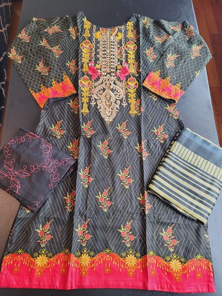 Pakistani Linen Embroidered Salwar kameez Ready To Ship