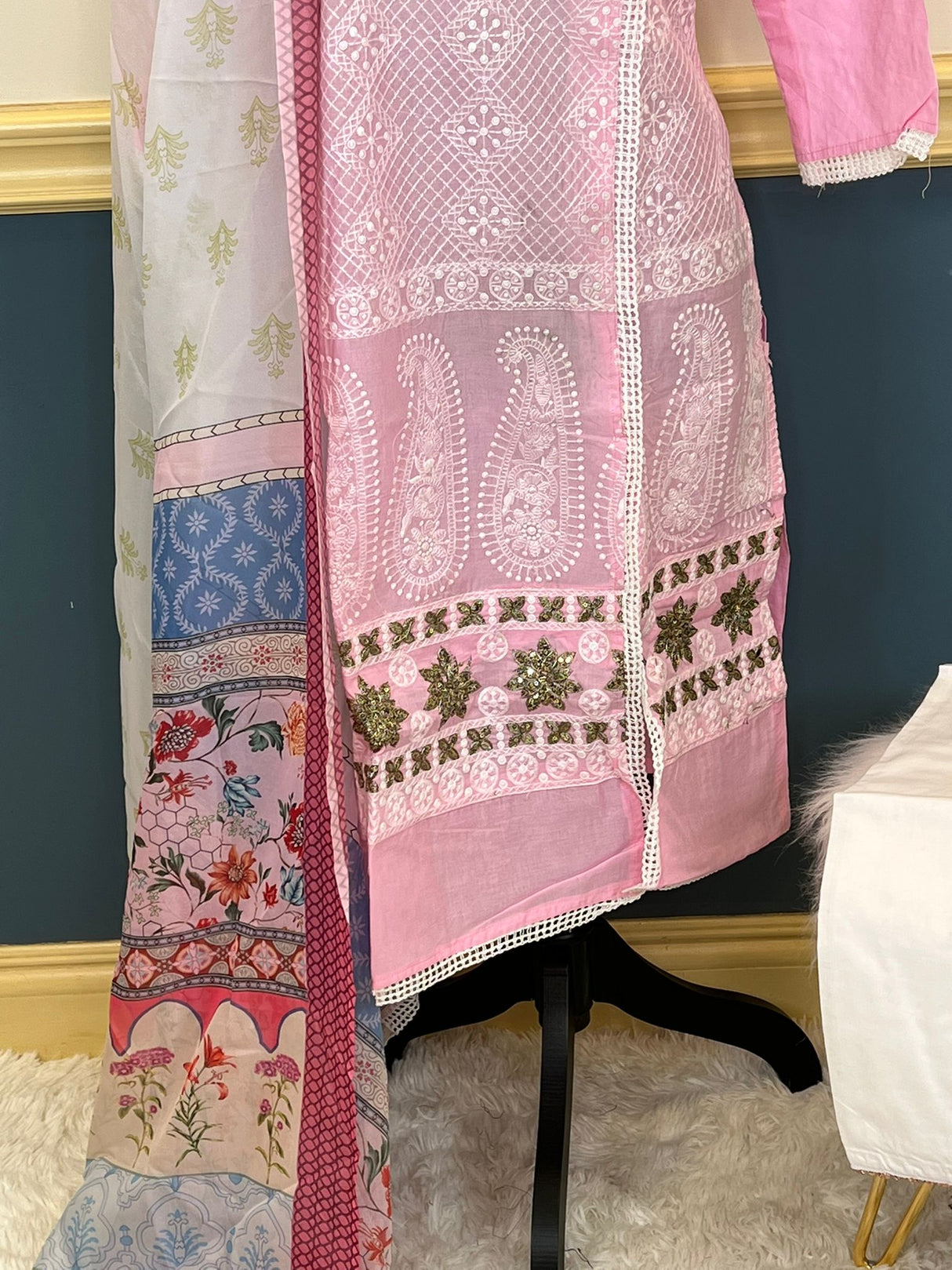 Indian Cotton Stitched Embroidery Suit Ready To Ship