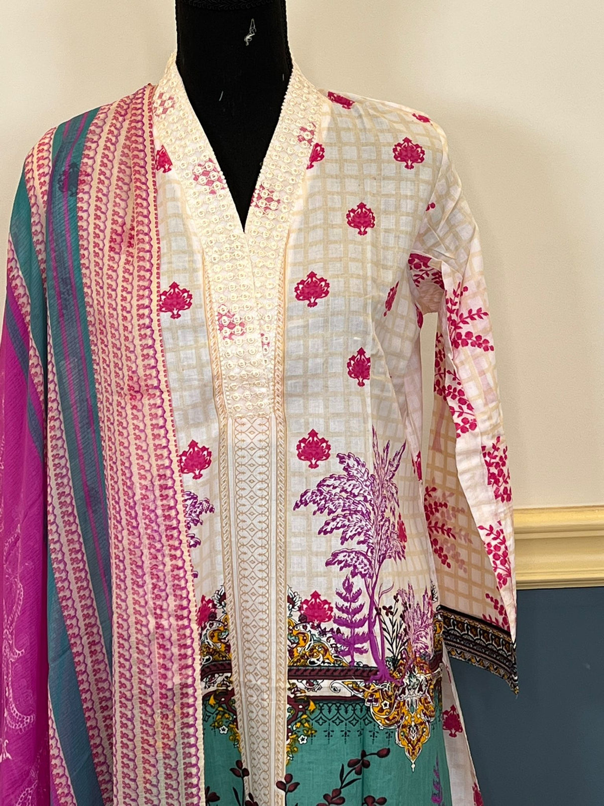 Indian Cotton Stitched Embroidery Suit Ready To Ship