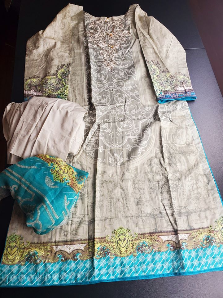 Pakistani Stitched Embroidery Lawn Suit Ready To Ship