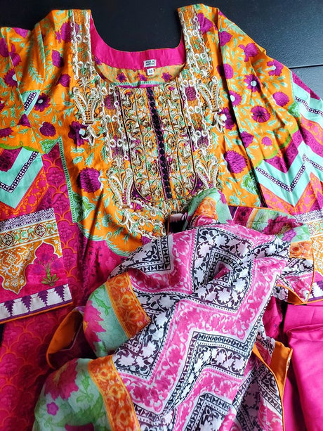 Pakistani Stitched Embroidery Lawn Suit Ready To Ship