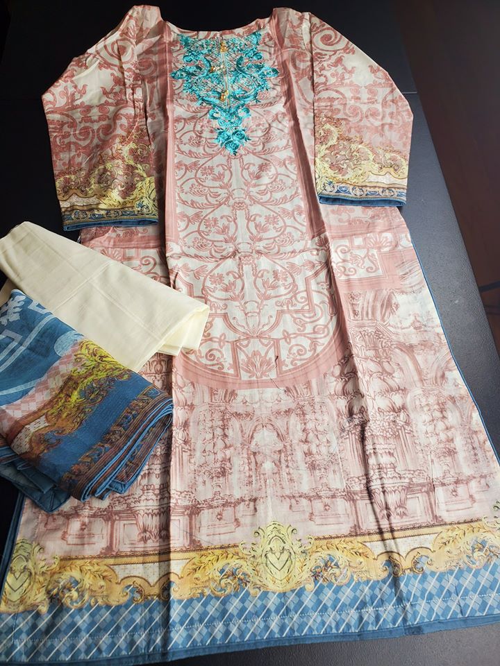 Pakistani Stitched Embroidery Lawn Suit Ready To Ship