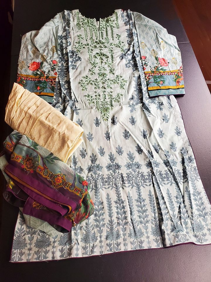 Pakistani Stitched Embroidery Lawn Suit Ready To Ship