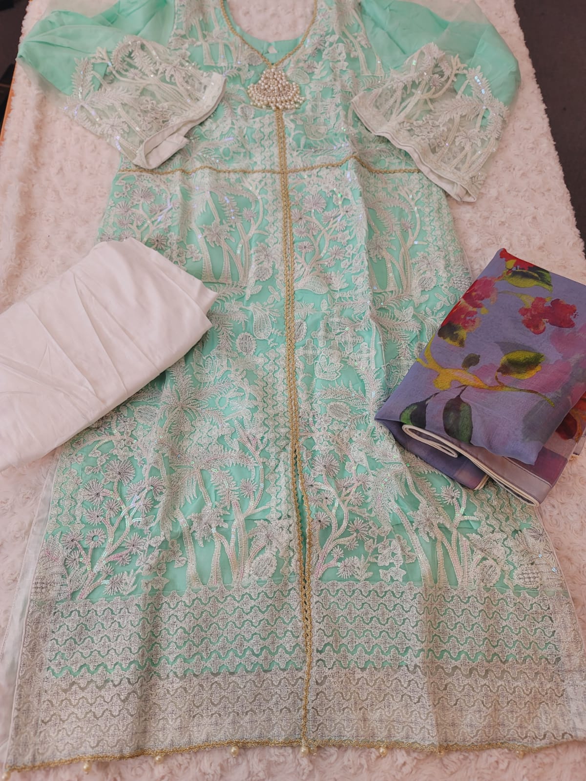 Pakistani Stitched Embroidery Lawn Suit Ready To Ship