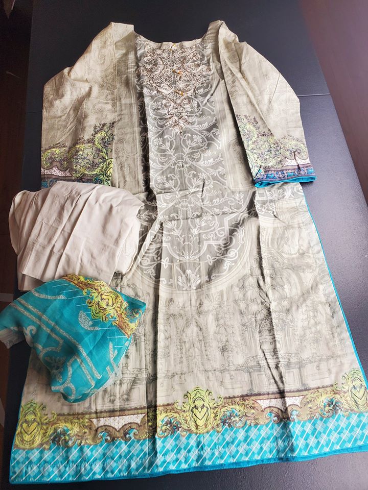 Pakistani Stitched Embroidery Lawn Suit Ready To Ship