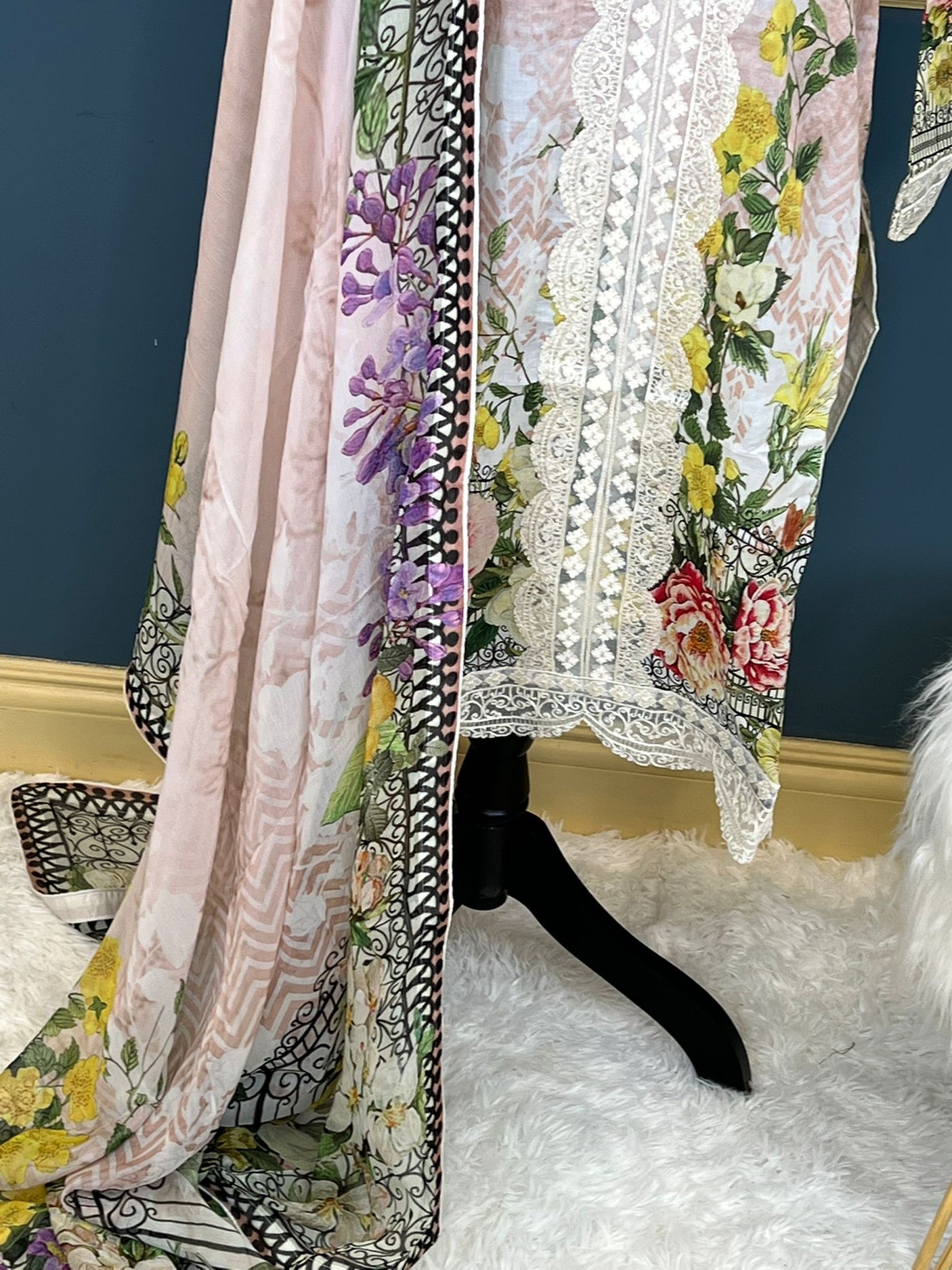 Pakistani lawn stitched  Embroidered Suit Ready To Ship