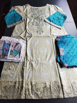 Stitched Embroidery Cotton Suit Ready To Ship
