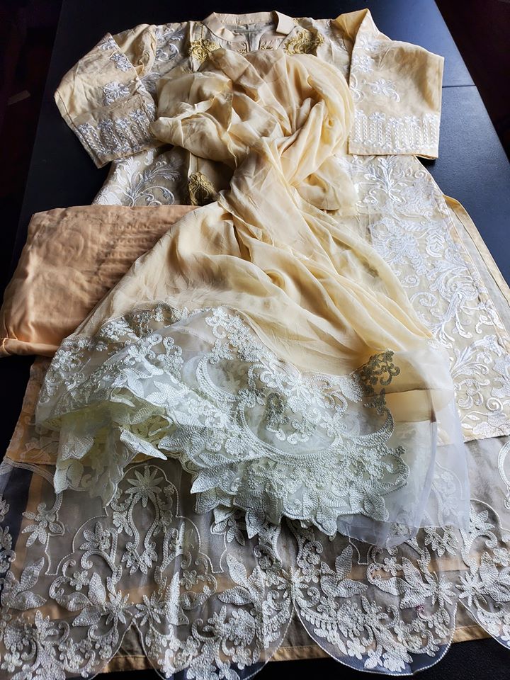Stitched Embroidery Cotton Suit Ready To Ship