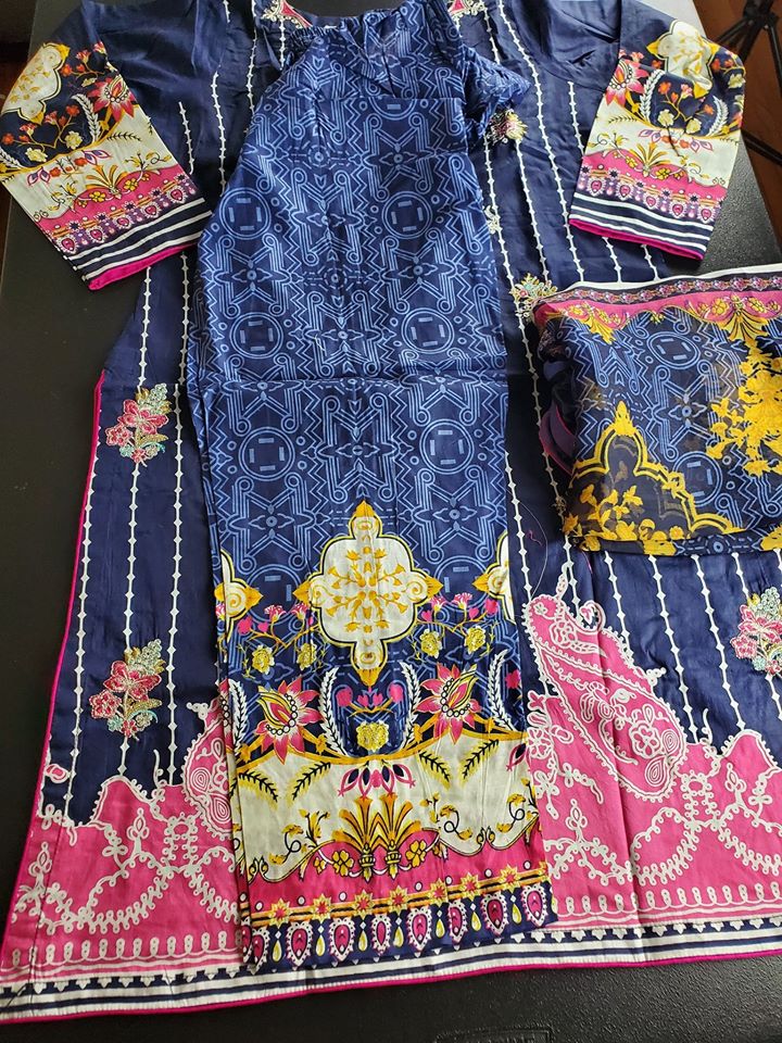 Pakistani Stitched Embroidery Lawn Suit Ready To Ship