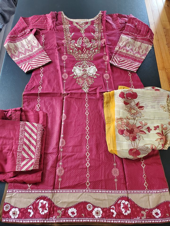 Pakistani Stitched Embroidery Lawn Suit Ready To Ship