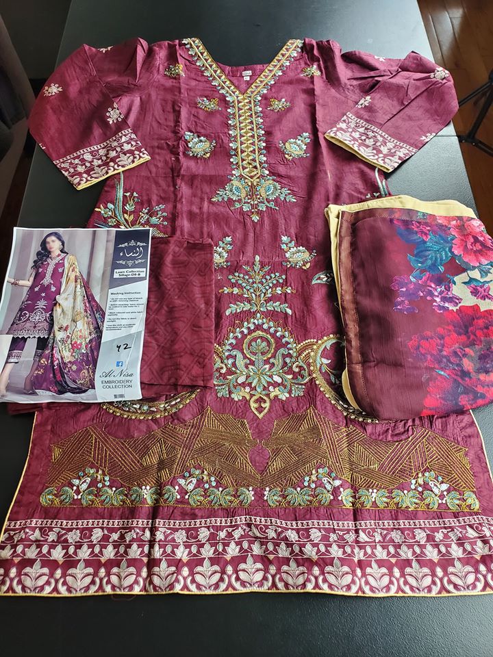Pakistani Stitched Embroidery Lawn Suit Ready To Ship