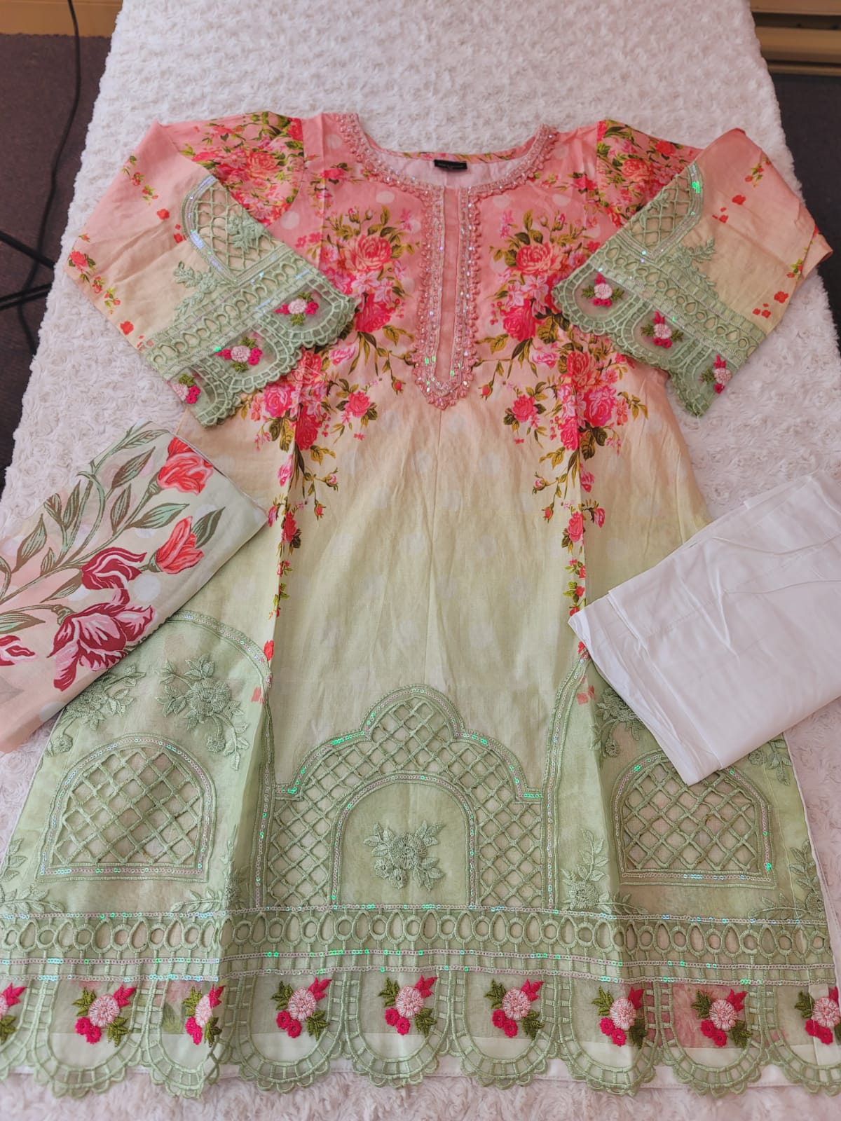 Pakistani Stitched Embroidery Lawn Suit Ready To Ship