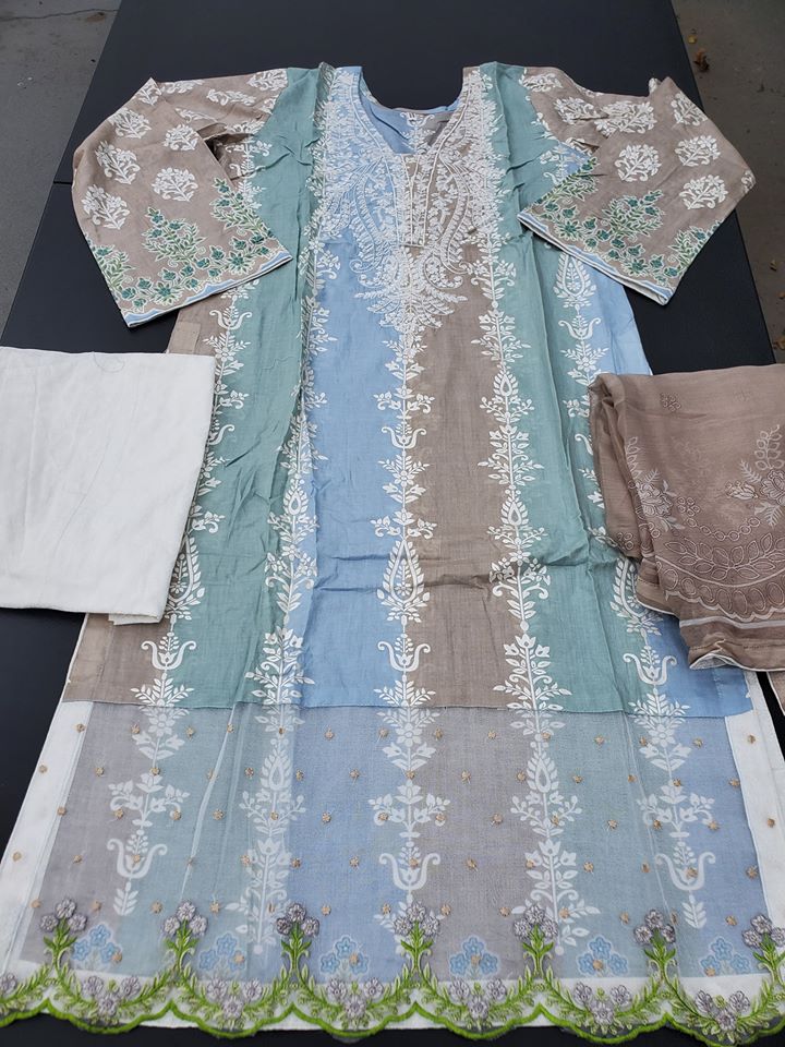 Pakistani Stitched Embroidery Lawn Suit Ready To Ship