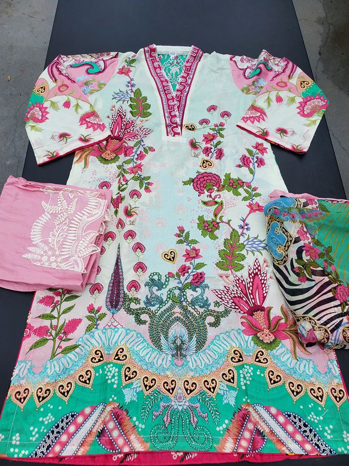 Pakistani Stitched Embroidery Lawn Suit Ready To Ship