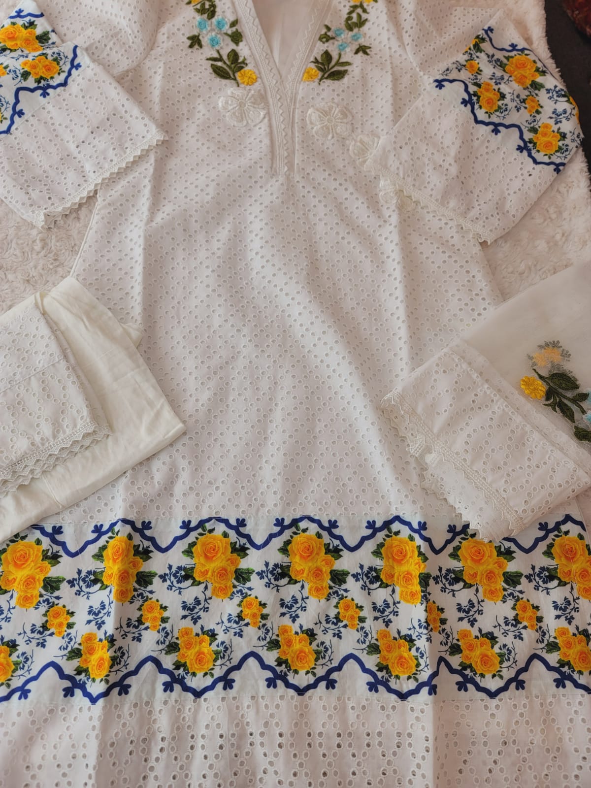 Pakistani Stitched Embroidery Lawn Suit Ready To Ship