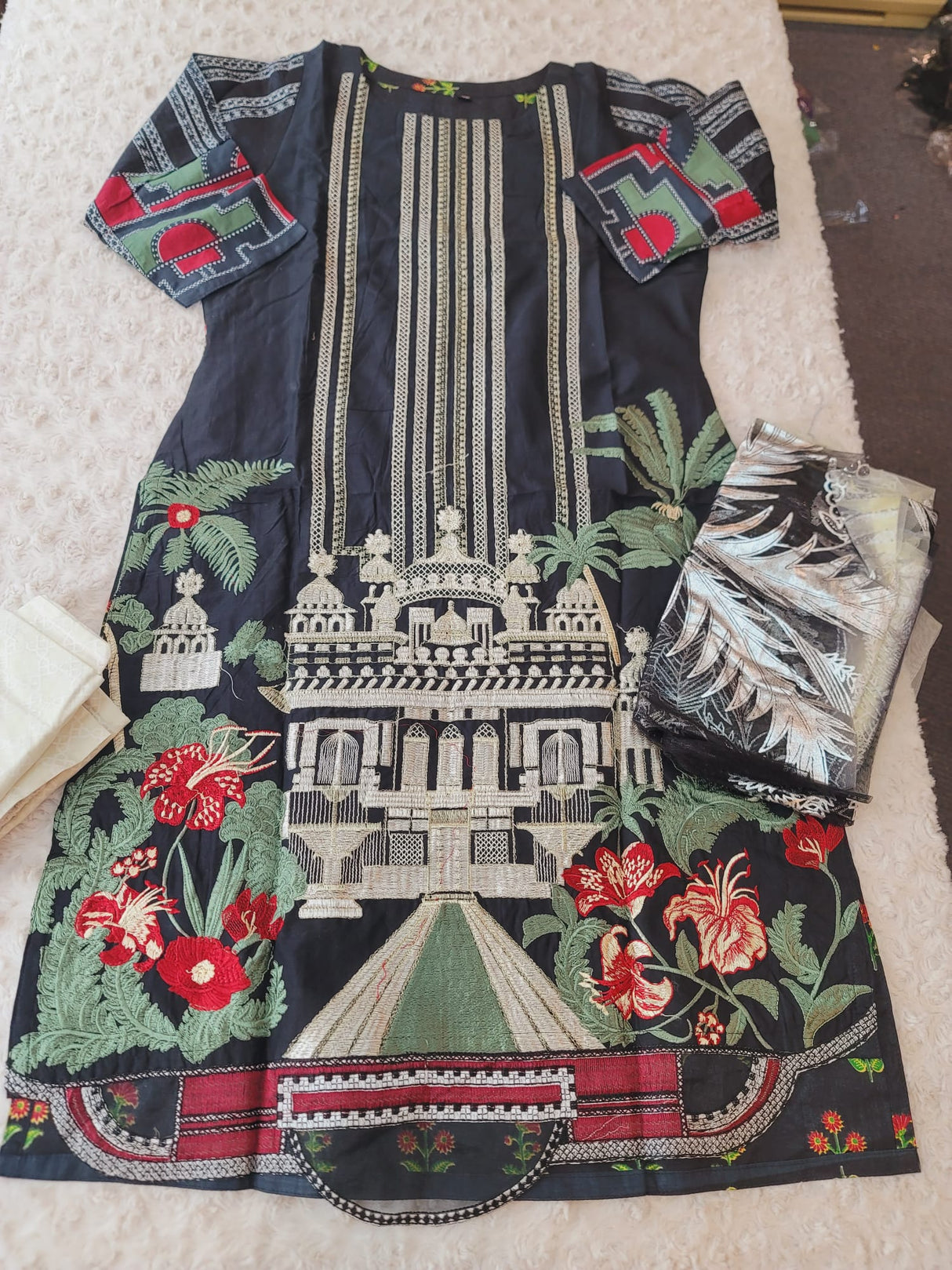 Indian Cotton Stitched Embroidery Suit Ready To Ship