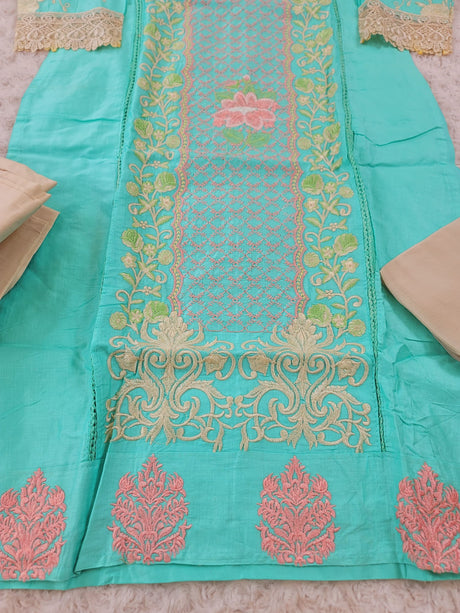 Indian Cotton Stitched Embroidery Suit Ready To Ship