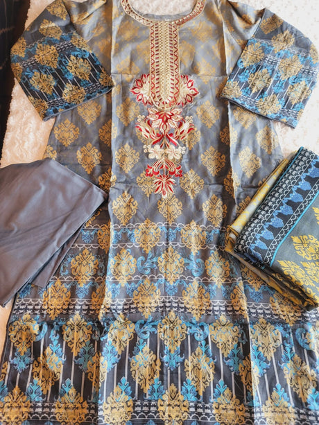 Pakistani Linen Embroidered Salwar kameez Ready To Ship