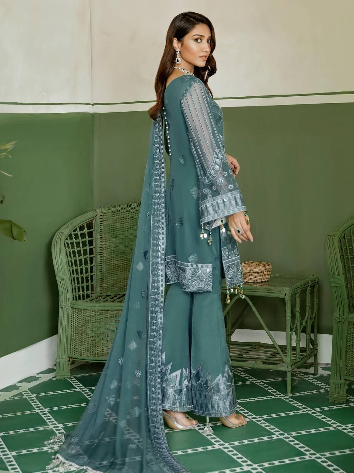 Akbar aslam Luxury Embroidered Chiffon Collection-100% Original Guaranteed
