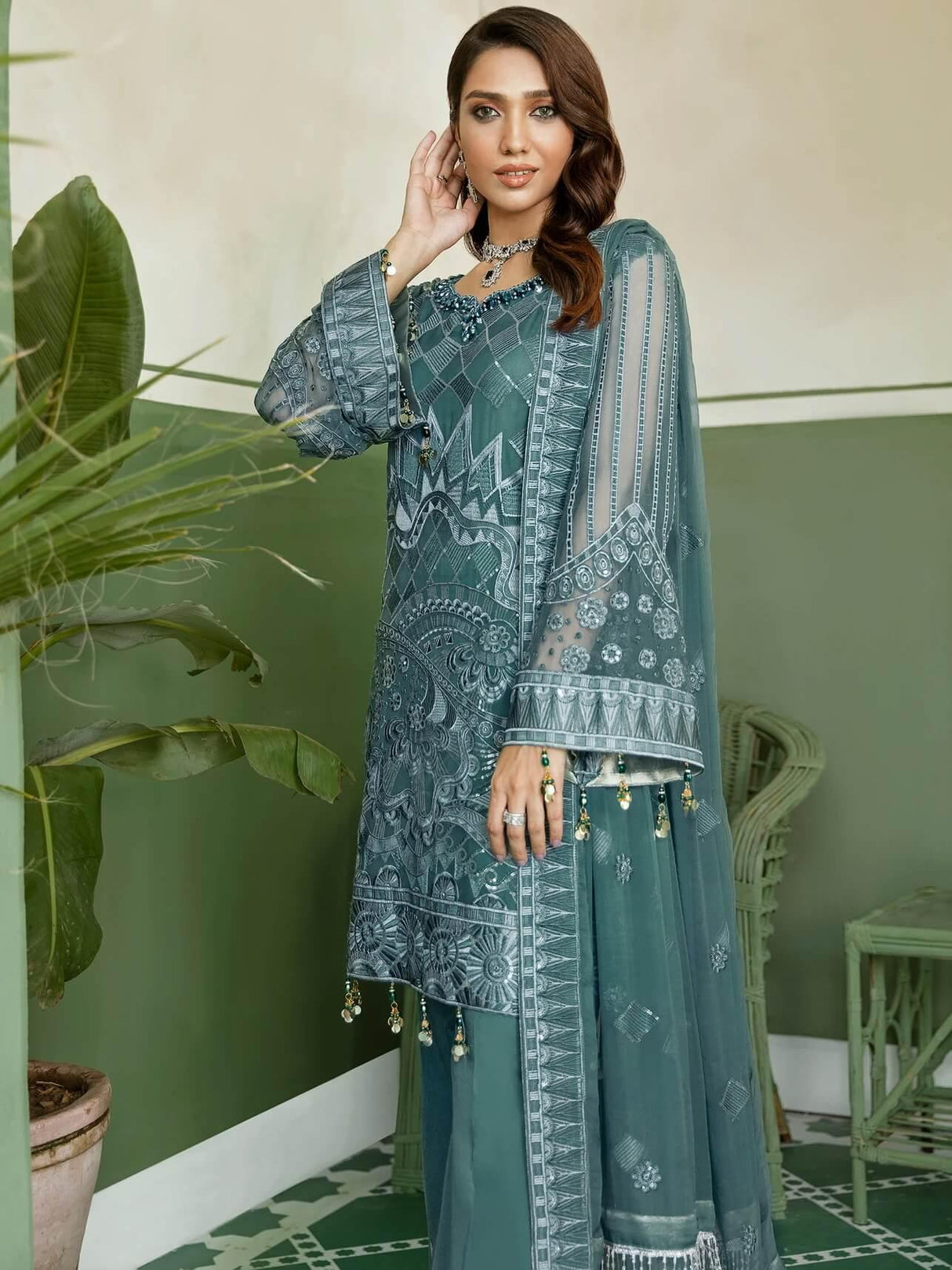 Akbar aslam Luxury Embroidered Chiffon Collection-100% Original Guaranteed