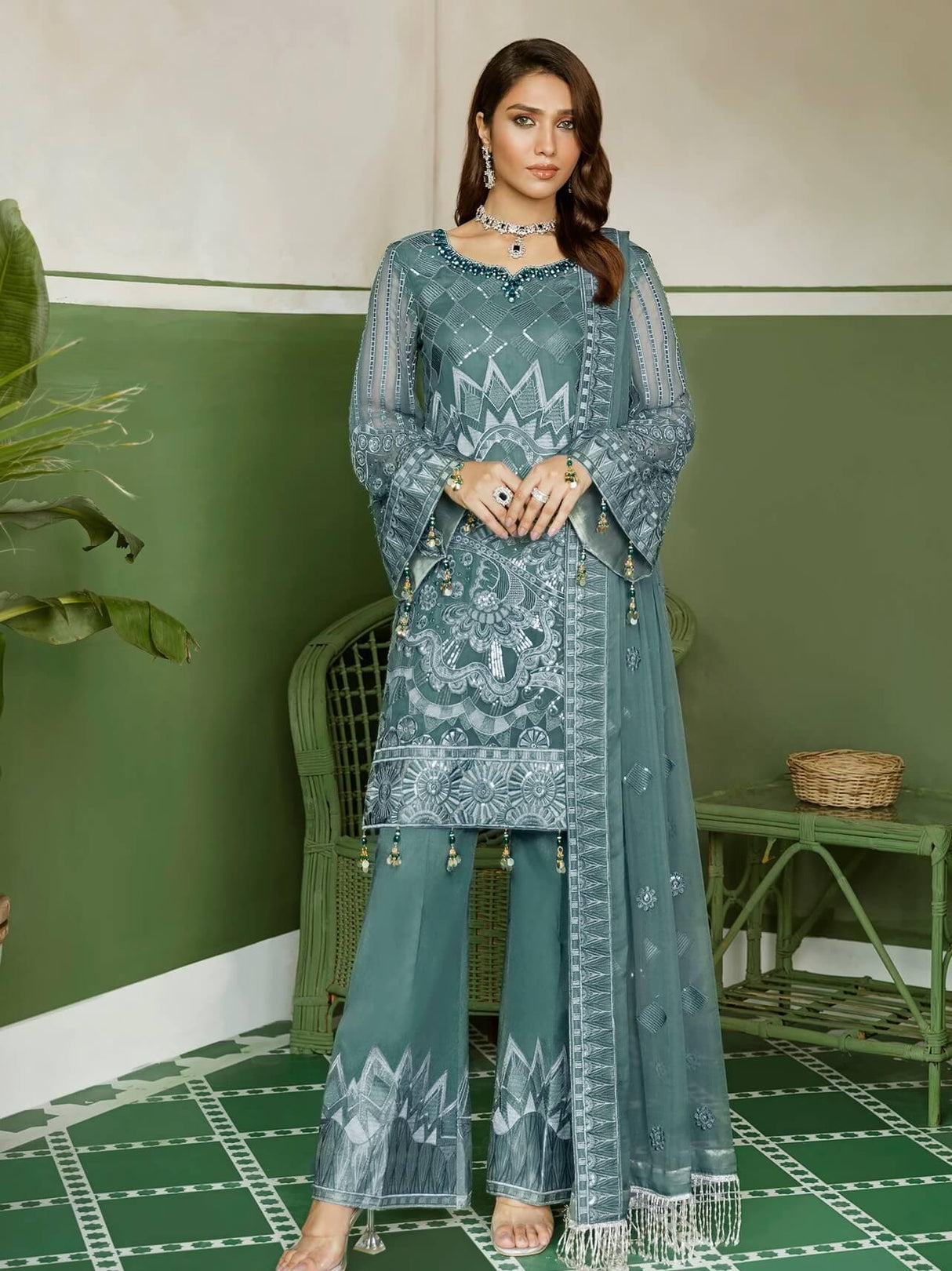 Akbar aslam Luxury Embroidered Chiffon Collection-100% Original Guaranteed