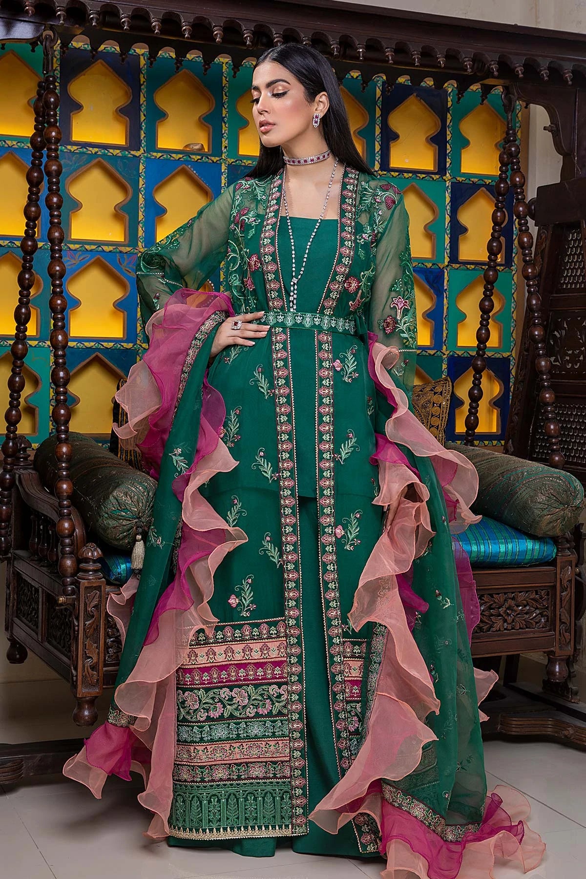 Charizma Chimmer Embroidered Chiffon 100% Original