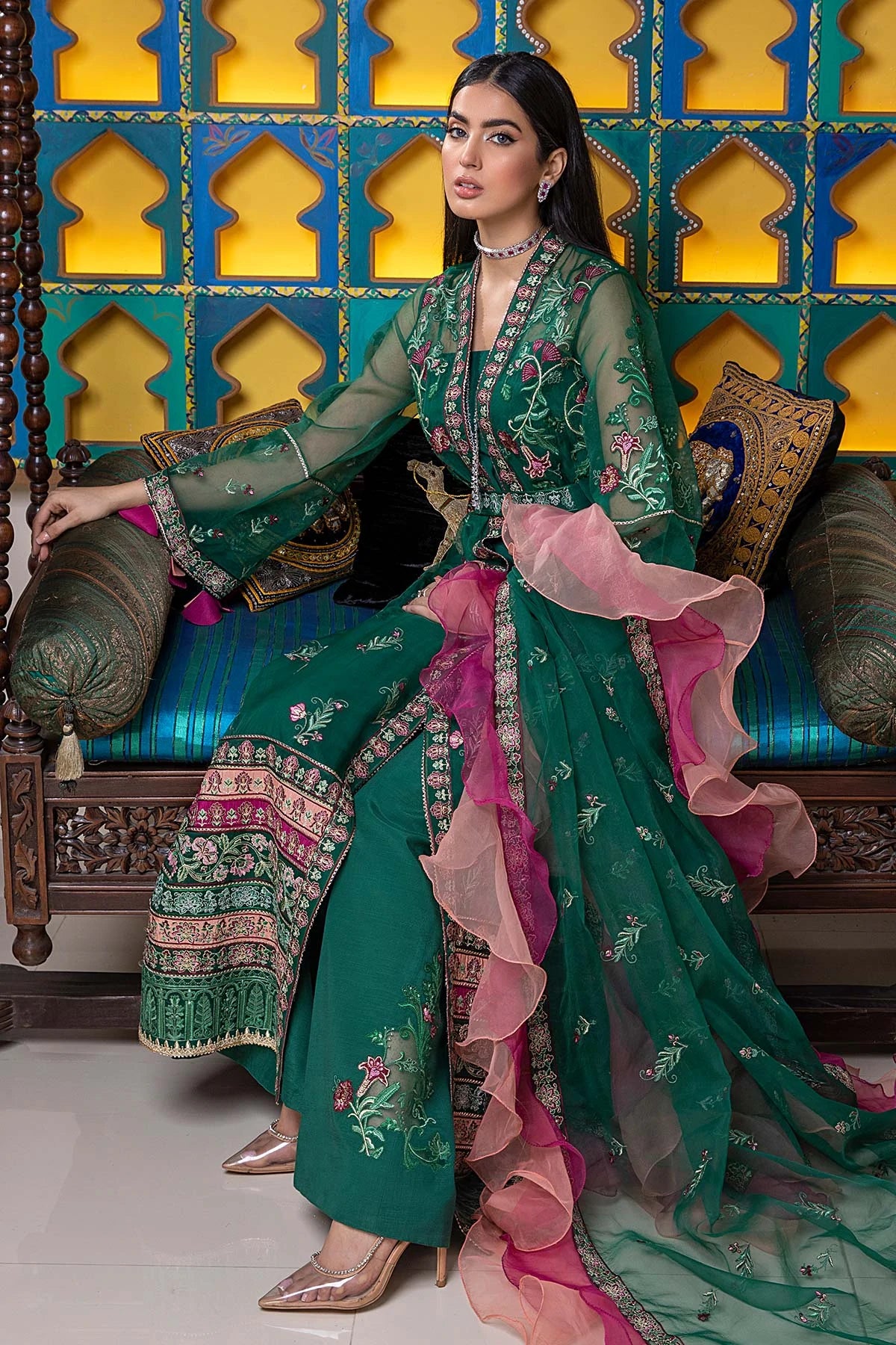 Charizma Chimmer Embroidered Chiffon 100% Original