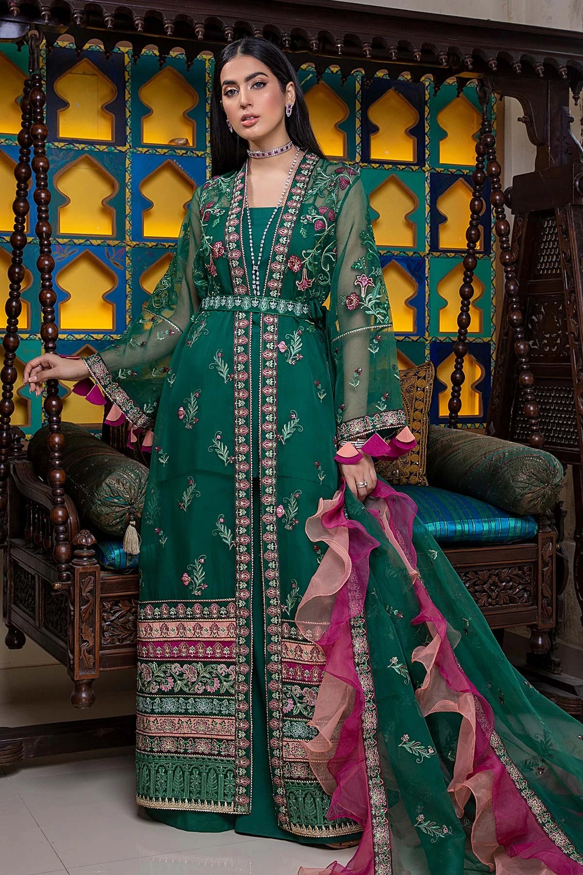 Charizma Chimmer Embroidered Chiffon 100% Original