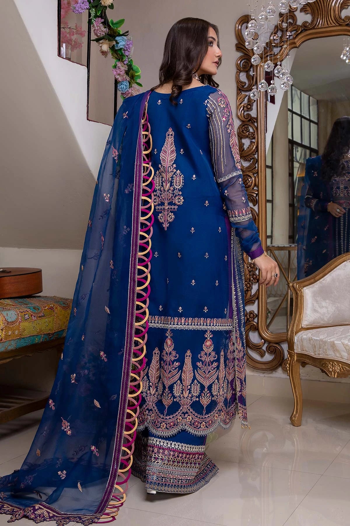 Charizma Chimmer Embroidered Chiffon 100% Original