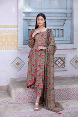 Merana Linen With Shawl Dupatta by Tawakkal 100% Original