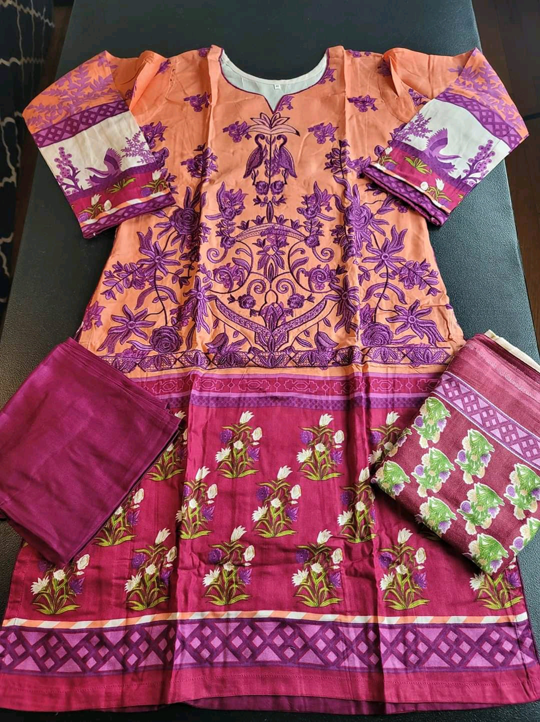 Pakistani linen Embroidered Salwar kameez Ready To Ship