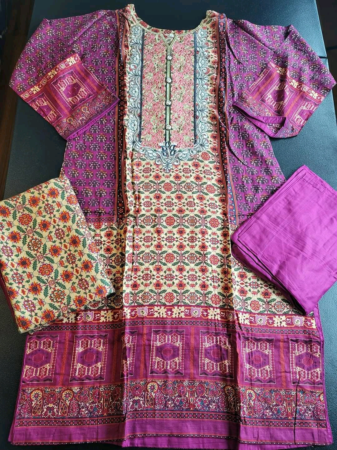Pakistani linen Embroidered Salwar kameez Ready To Ship