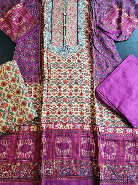 Pakistani linen Embroidered Salwar kameez Ready To Ship