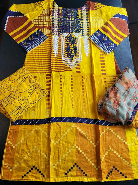 Pakistani linen Embroidered Salwar kameez Ready To Ship