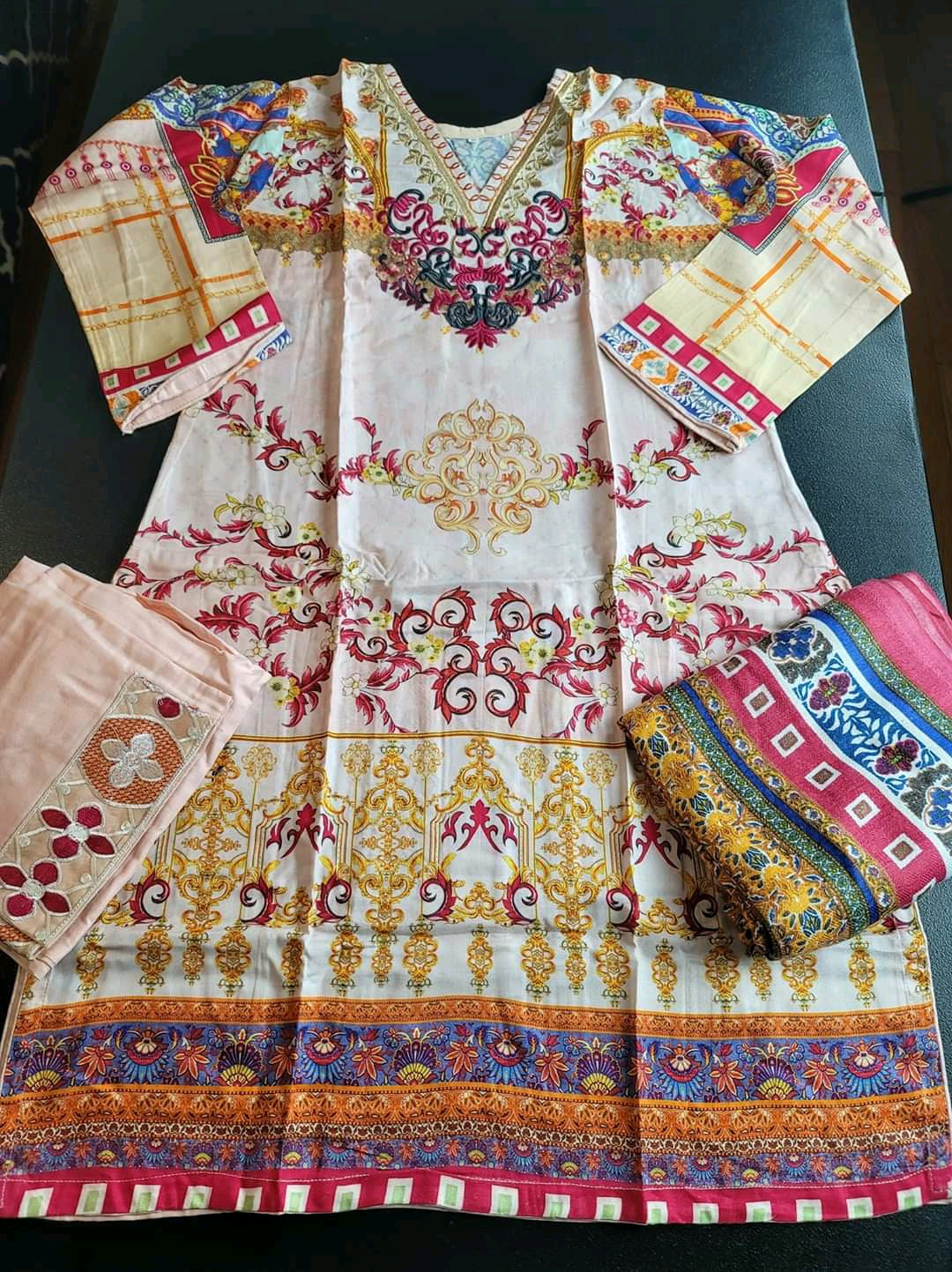 Pakistani linen Embroidered Salwar kameez Ready To Ship