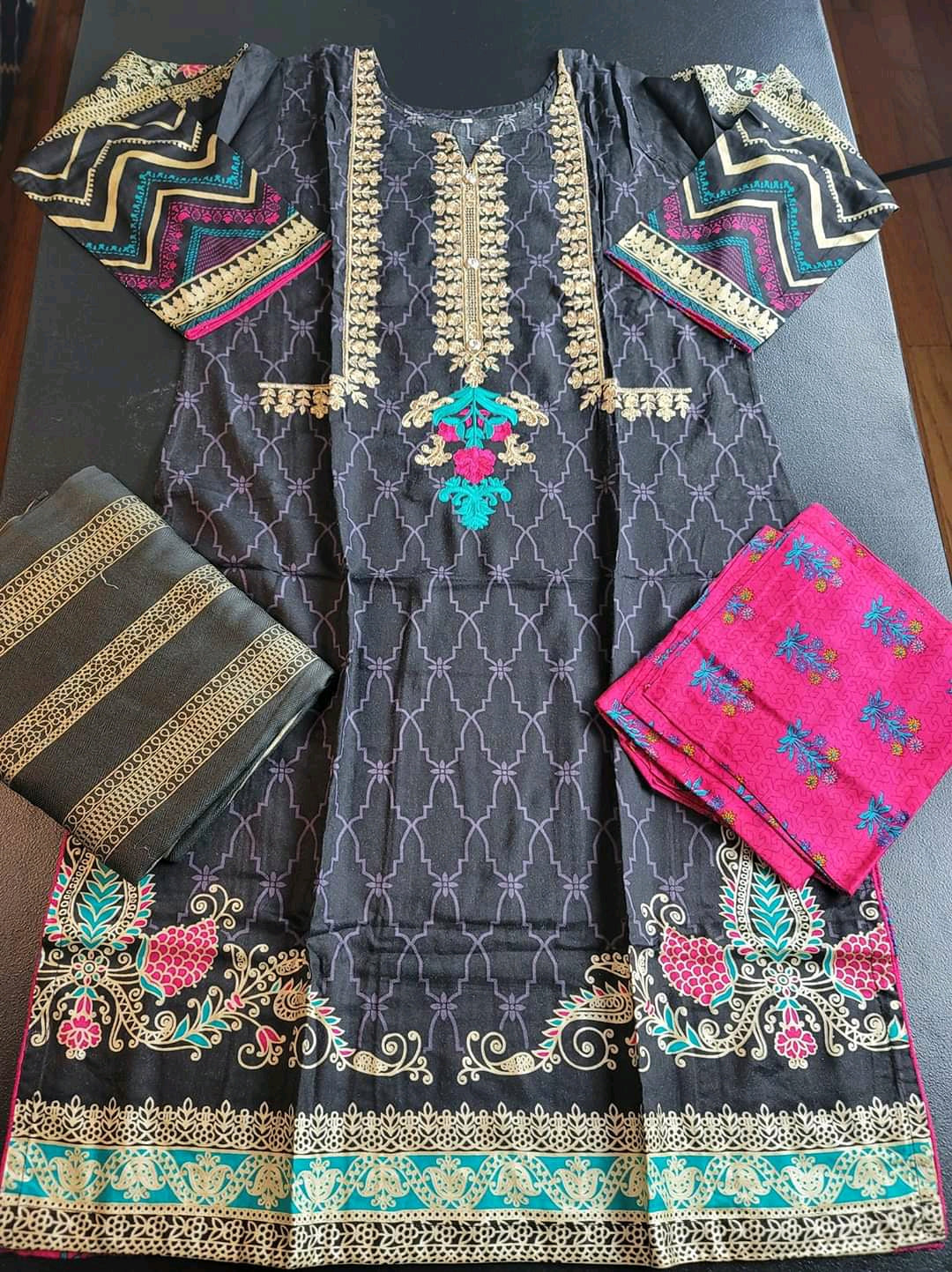 Pakistani linen Embroidered Salwar kameez Ready To Ship