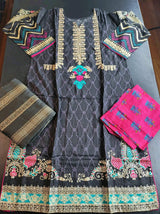 Pakistani linen Embroidered Salwar kameez Ready To Ship