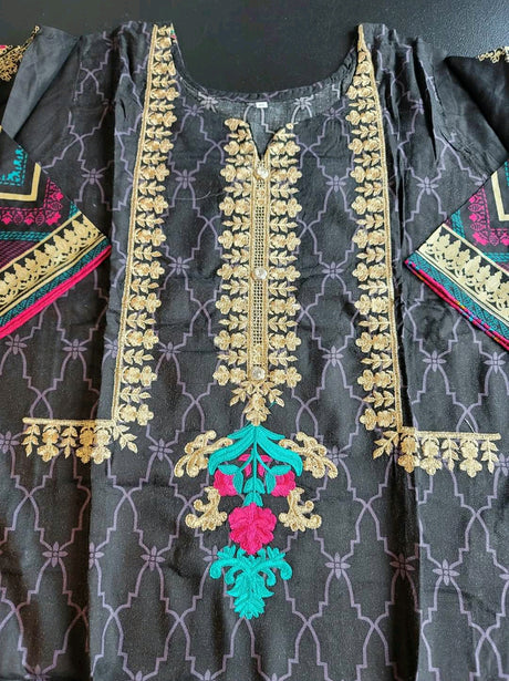 Pakistani linen Embroidered Salwar kameez Ready To Ship