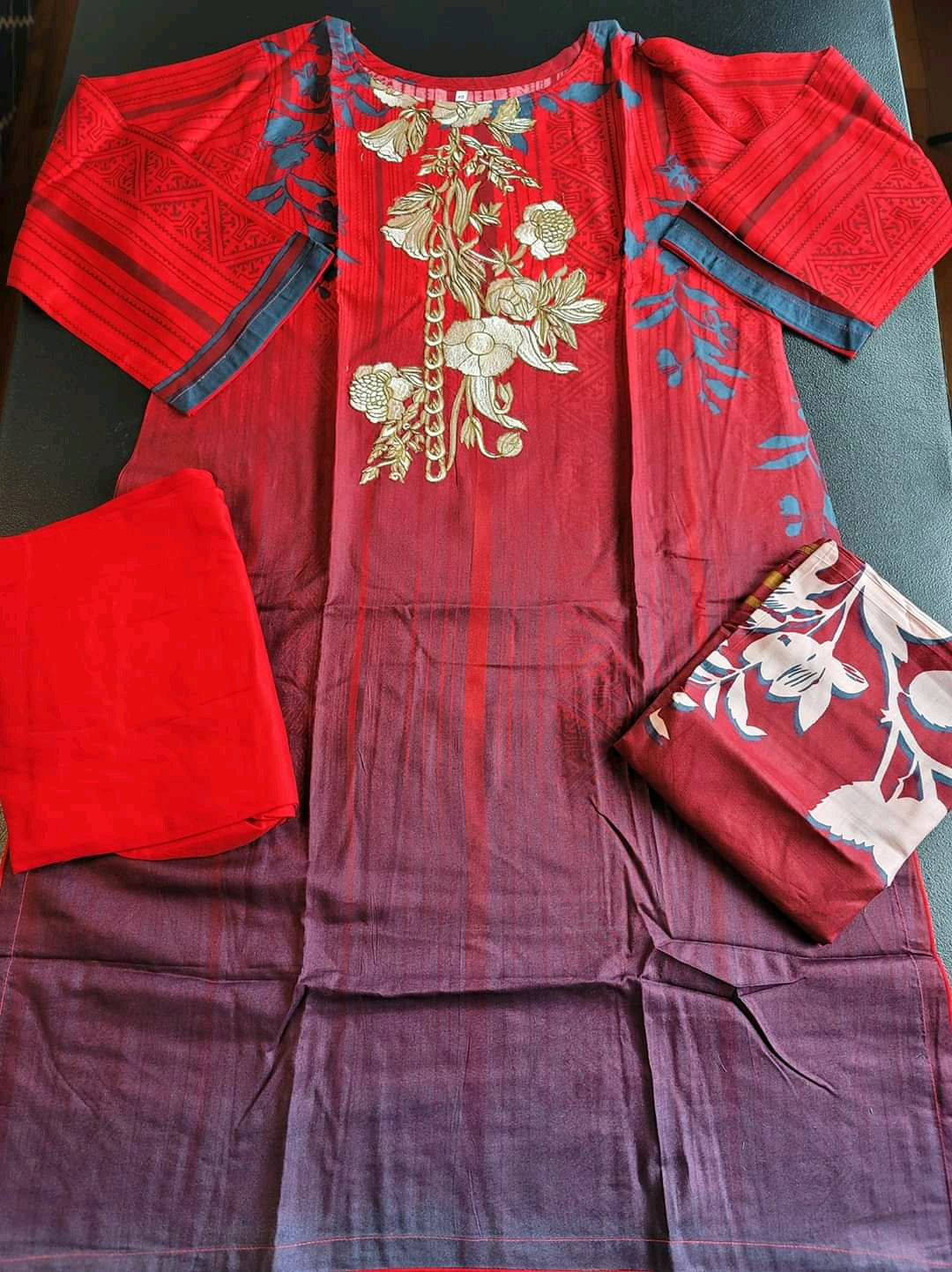 Pakistani linen Embroidered Salwar kameez Ready To Ship