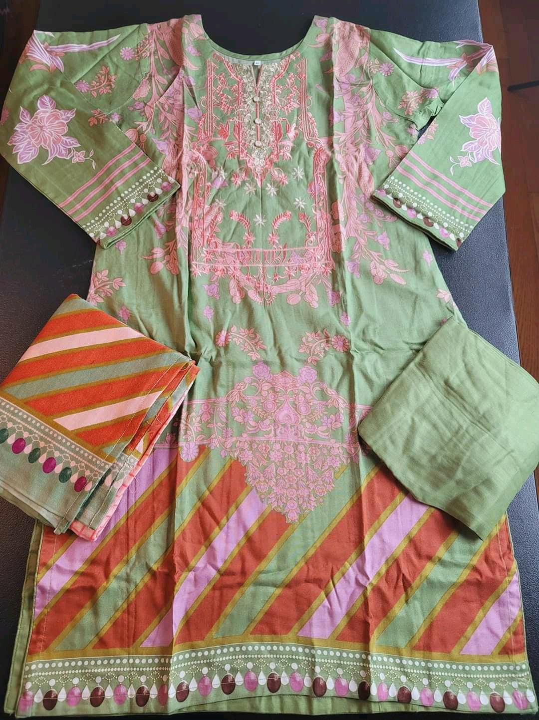 Pakistani linen Embroidered Salwar kameez Ready To Ship