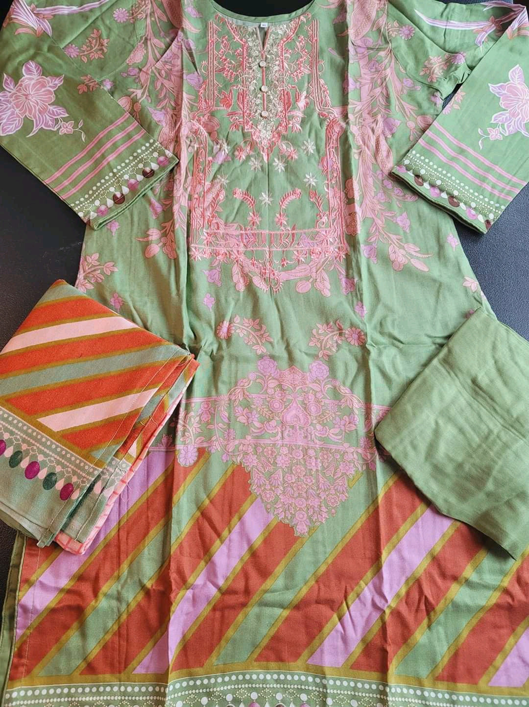 Pakistani linen Embroidered Salwar kameez Ready To Ship