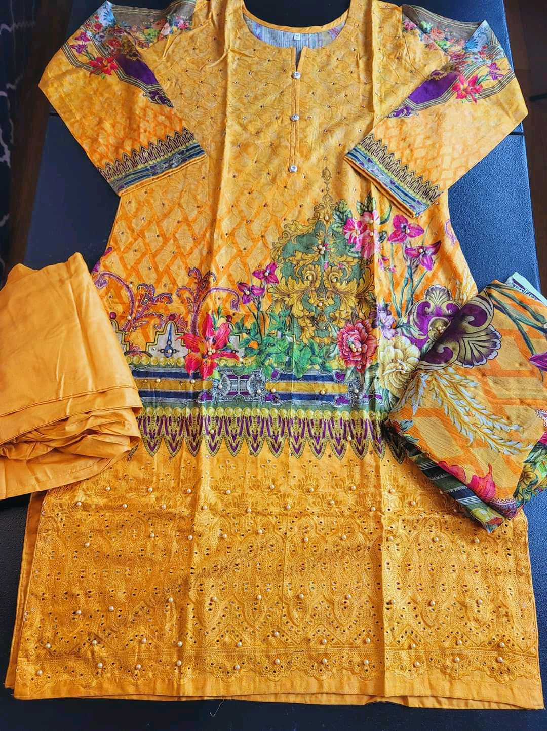 Pakistani linen Embroidered Salwar kameez Ready To Ship