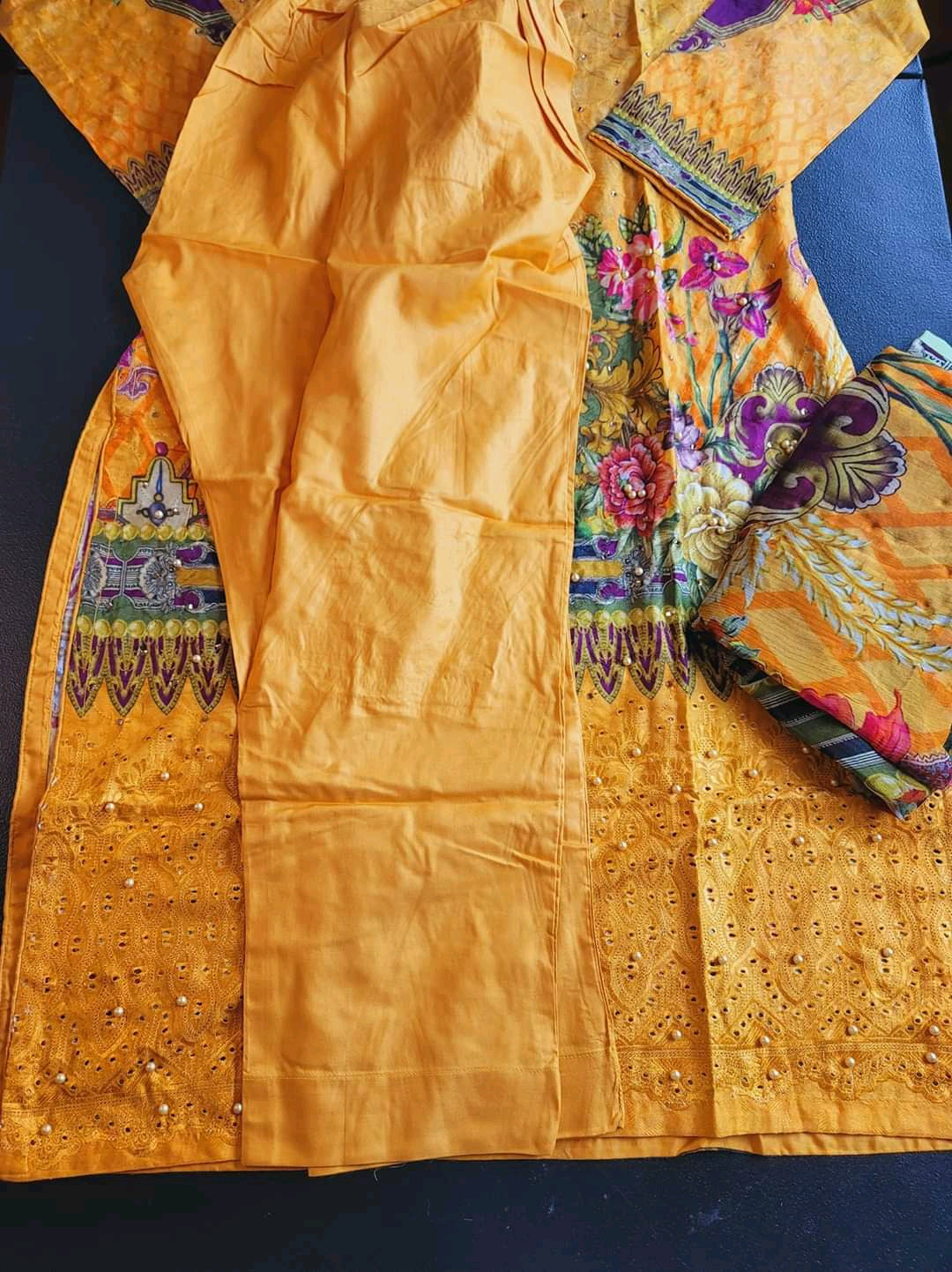 Pakistani linen Embroidered Salwar kameez Ready To Ship