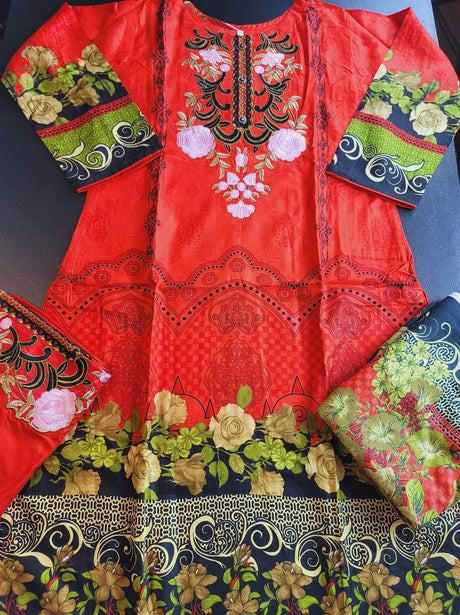 Pakistani linen Embroidered Salwar kameez Ready To Ship