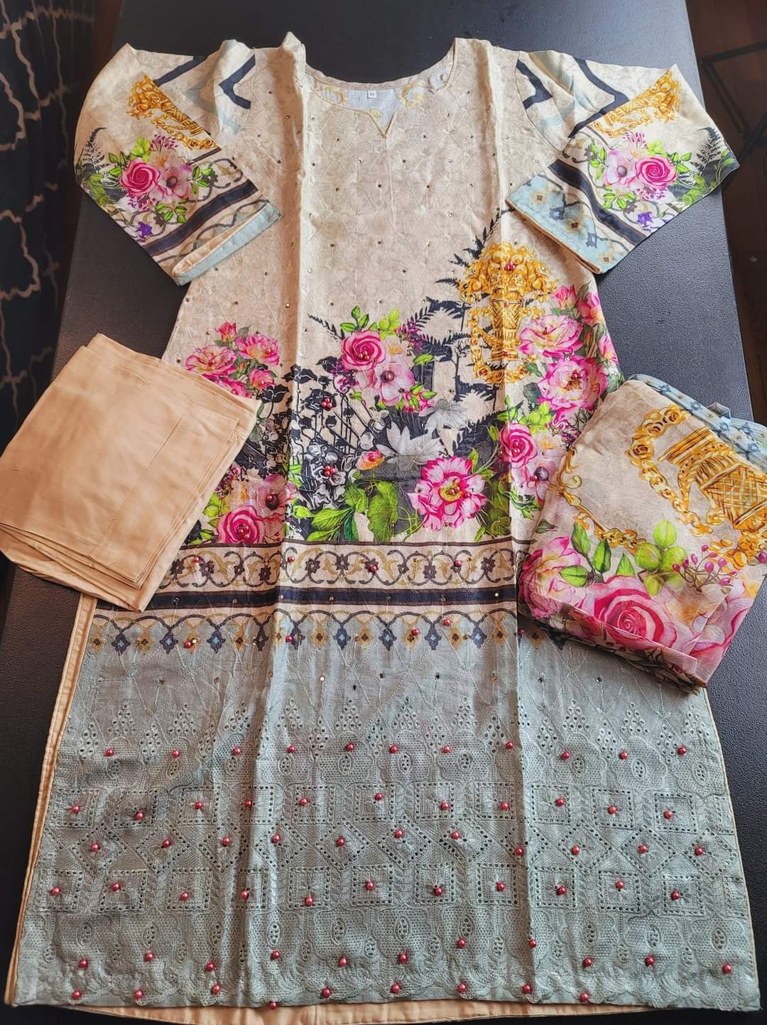 Pakistani linen Embroidered Salwar kameez Ready To Ship